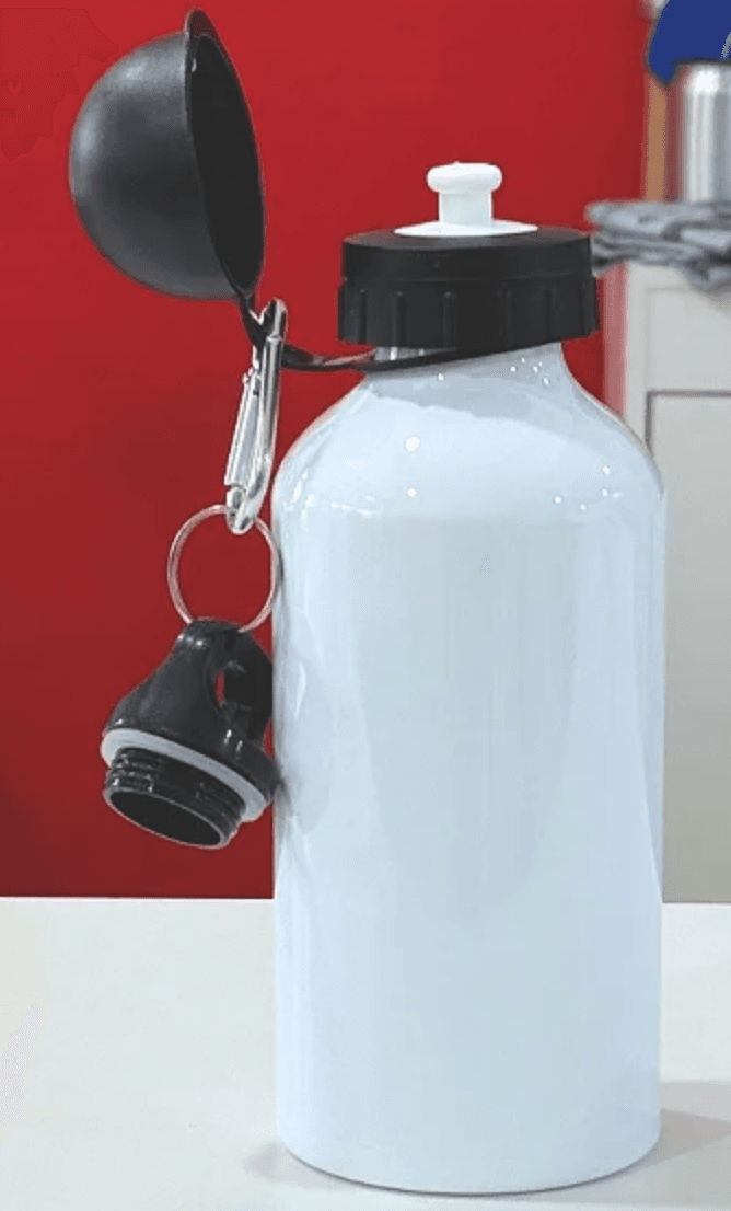 Squeeze Garrafa de Alumínio Branca 2 tampas 500ml