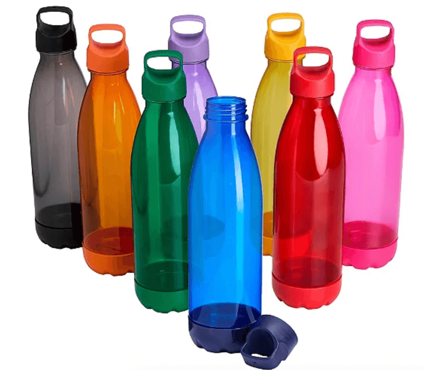 Garrafa Plástica 680ml Tampa com Alça Plástica Fixa e Fundo Removível